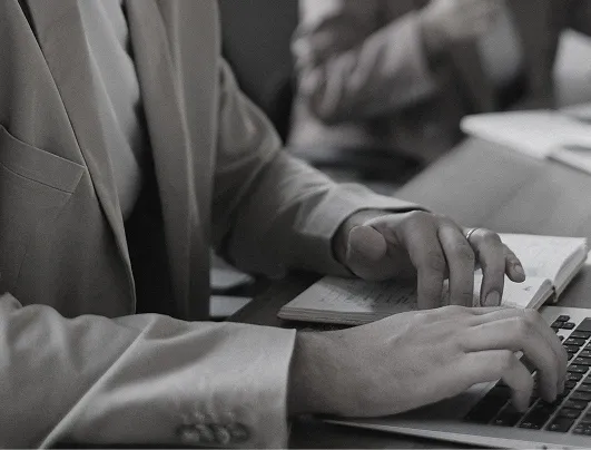 Ejecutivos con software empresarial en operación